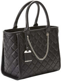 Bulldog Cases Quilted Tote Purse with Holster in Black with chain accent